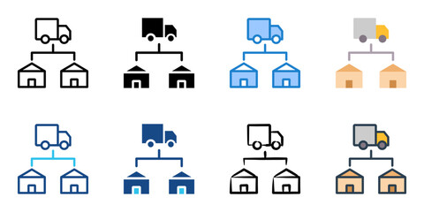 distribution icon set multiple style collection 
