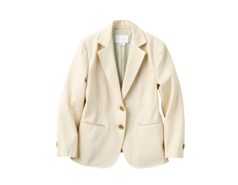 Cream-colored blazer with gold buttons