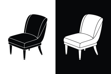 Obraz premium Elegant Slipper Chair Silhouette Icon for Furniture Design Projects
