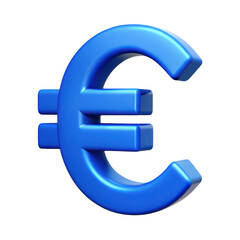 Obraz premium 3d blue euro symbol isolated on transparent background