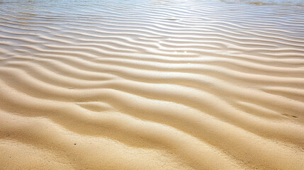 Obraz premium Gentle waves of sand create serene pattern on beach, reflecting soft light