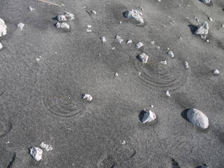Titanomagnetite Black sand beach full frame texture