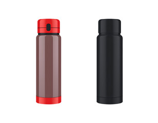 Insulated Travel Mugs RedCapped and Black Thermos Mockups