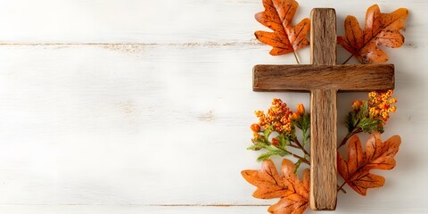 Thanksgiving Image with Cross Background