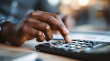Focused Hand Using Calculator in Office Environment for Calculation