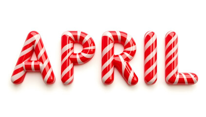 Obraz premium April in 3D Candy Cane Style – Glossy Red and White Stripes