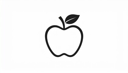 A simple and clean apple icon with a black outline, ideal for minimalist designs, health, nutrition, or education apps.vector illustration of an apple