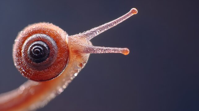 Close-up view of a snail's shell and tentacles.