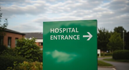 Hospital Entrance Sign Guiding Patients and Visitors with Clear Direction and Prominent Signage