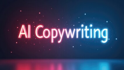 Obraz premium AI Copywriting Tool. AI Copywriting Neon Sign Digital Marketing Techno