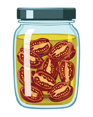 A Jar of Sun Dried Tomatoes in Olive Oil - Vector Illustration