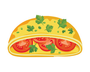 A Delicious Omelette with Tomatoes and Parsley - Vector Illustration
