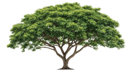 Lush Green Tree with Sprawling Branches on Transparent Background