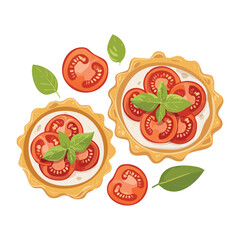 Fresh Tomato Slices on Toasted Bread with Parsley Garnish - Vector Illustration