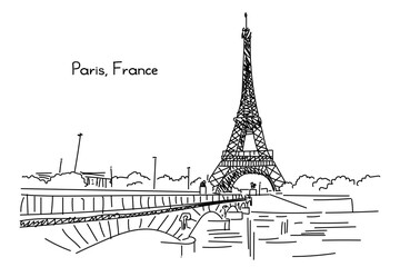 vector city, landmark. Clipart isolated on transparent background.  Paris france Eiffel tower