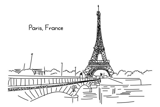 vector city, landmark. Clipart isolated on transparent background.  Paris france Eiffel tower