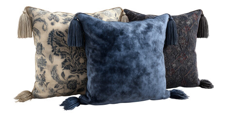 Decorative Cushions with Tassels on Transparent Background