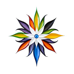 Fototapeta premium Multicolored Abstract Flower with Central White Circle and Blue Dot