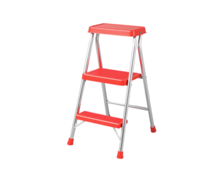 Red Step Ladder on Transparent Background
