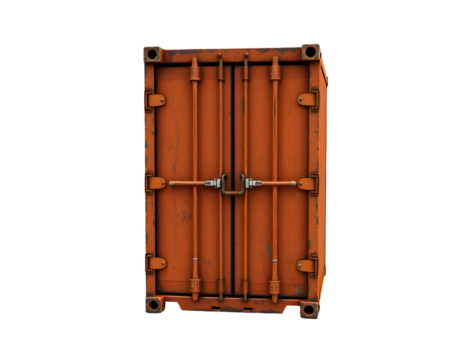 Orange Shipping Container Isolated view
