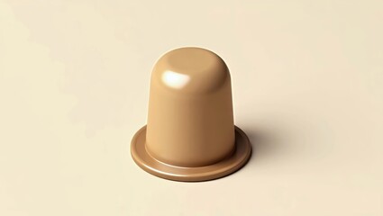 Coffee Capsule. Single brown coffee capsule close up on beige backgrou