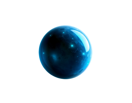 Glowing Blue Orb with Celestial Sparks