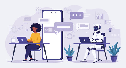 Human and Robot Collaborating on Data Analysis via Chat on Smartphone