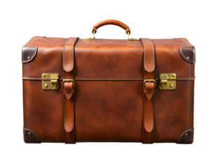 Vintage Leather Suitcase with Brass Hardware
