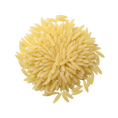 Overhead Shot of Uncooked Risoni Pasta on Transparent Background