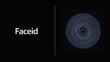 Faceid. Face recognition scan blue circular pattern on black screen