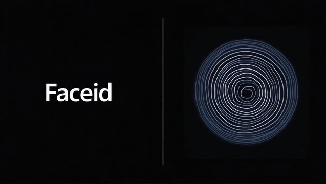 Faceid. Face recognition scan blue circular pattern on black screen