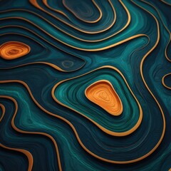 Abstract teal and gold layered surface