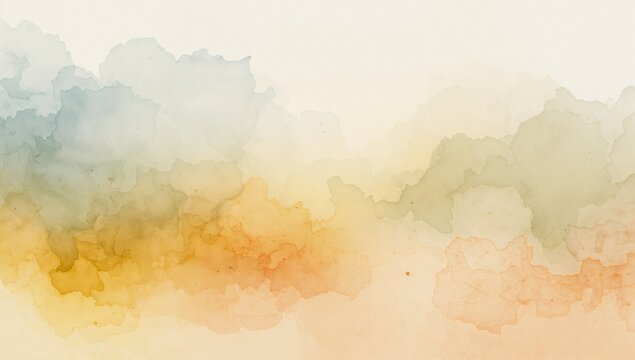 Watercolor abstract artwork with blending earth tones provides a serene atmospheric mood using