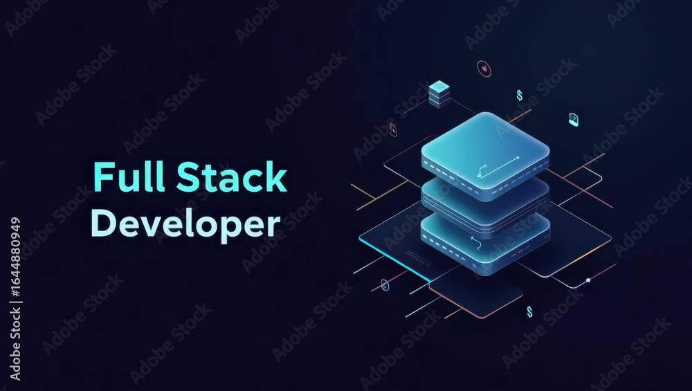 Wall mural full stack developer. full stack developer technology software coding