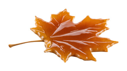 Fototapeta premium Glossy isolated maple leaf on transparent background with shiny texture and warm color