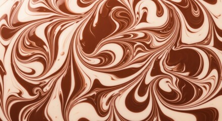 Swirled chocolate and white cream. Abstract, dense pattern; top-down view