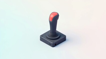 Hall Effect Joystick. Classic black joystick with red button for retro