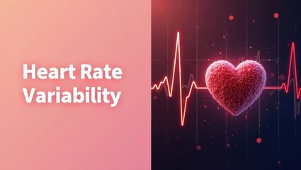Heart Rate. Red glowing heart shape cardiogram pulse line, heart rate 