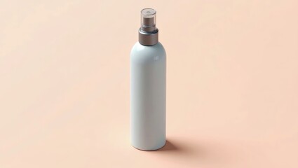 Heat Protectant Spray. Matte white spray bottle with black nozzle on b