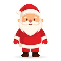Christmas cute Santa Claus stands stands at full height, vector illustration for a holiday, New Year, Christmas card and banner.