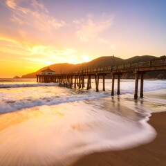 Obraz premium Golden sunset pier (1)