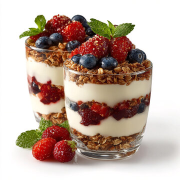 Berry parfait with granola layers