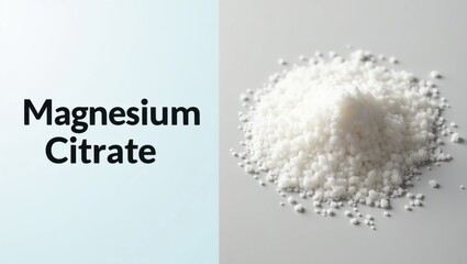 Magnesium Citrate. Magnesium Citrate White Powder Supplement Close Up 
