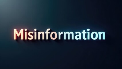 Misinformation. Misinformation word glowing dark background digital co