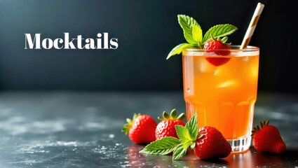 Mocktails. Mocktail bar Clarified cocktail Cbd drinks Lychee Sober Jimmy's Cocktails Boozy tea All the bitter diffords Orange glass with mint strawberry garnish refreshi