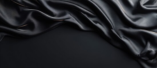 Fototapeta premium Draped black silk fabric on dark background
