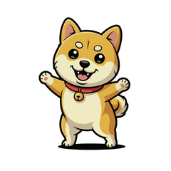 Obraz premium Cute cartoon dog character with big eyes and a playful expression, suitable for children's illustrations and merchandise design