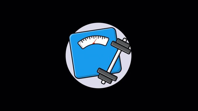 Weight Machine with Dumbbell. Weight Goal Concept Animation Video - Transparent
