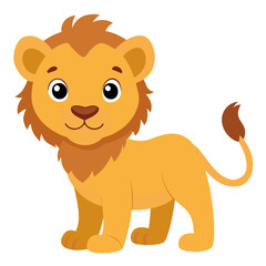 Cute baby lion cartoon isolated on white background