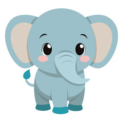 Cute blue elephant cartoon character isolated on white background